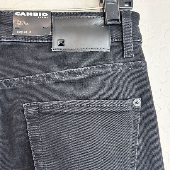 Cambio Jeans Womens 4 Black Flare paris easy kick feather Sequin hem NEW Denim - Picture 11 of 13